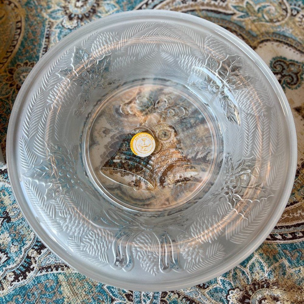 Celebrations Crystal Clear Christmas Candle Plate Dish Vintage New In Box